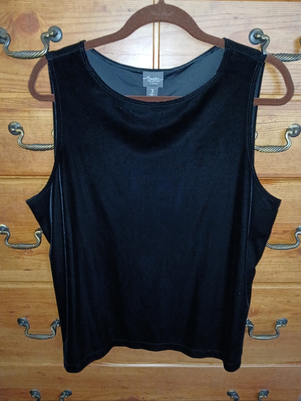 Chicos Travelers Black Velvet Sleeveless Tank-  Size (XL)